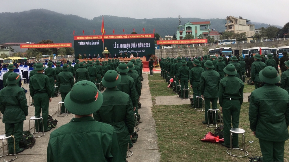 lễ giao nhận quân năm 2021 tại TP. Cẩm Phả (tỉnh Quảng Ninh)