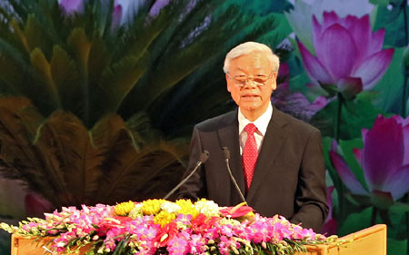 Tổng Bí thư Nguyễn Phú Trọng đọc diễn văn kỷ niệm 100 năm ngày sinh đồng chí Nguyễn Văn Linh