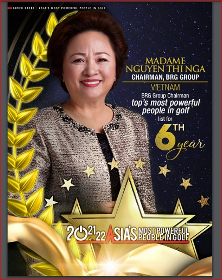 Madame Nguyễn Thị Nga lần thứ 6 được vinh danh “Người có tầm ảnh hưởng nhất châu Á trong lĩnh vực Gôn”