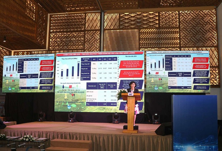 Phần trình bày định hướng chiến lược Tập đoàn đến 2025 được trình bày bởi bà Diệp Thị Phương Thảo - Phó Tổng Giám đốc Tập đoàn TTC