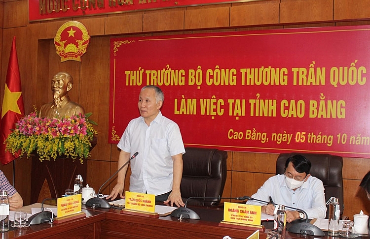 Thứ trưởng Bộ Công Thương Trần Quốc Khánh phát biểu tại buổi làm việc