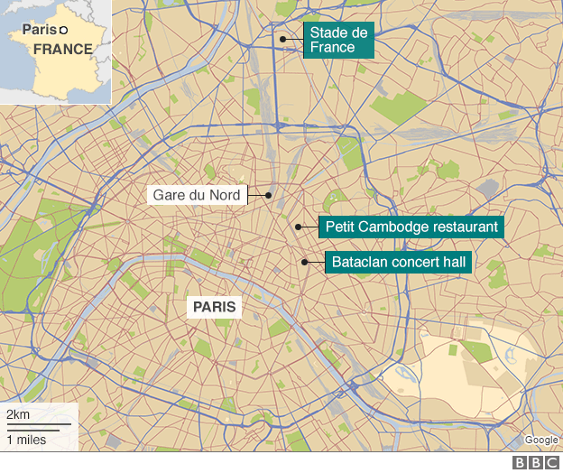   Các vụ tấn công xảy ra nhiều địa điểm ở trung tâm thủ đô Paris  