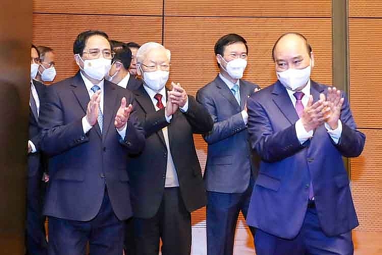 Tổng Bí thư Nguyễn Phú Trọng và các đồng chí lãnh đạo Đảng, Nhà nước dự Hội nghị