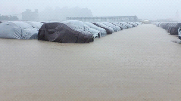 Xe ô tô tại nhà máy Hyundai Ninh Bình không bị ảnh hưởng ngập nước