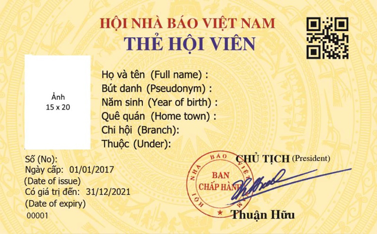 Trao thẻ hội viên Hội Nhà báo Việt Nam đợt đầu, giai đoạn 2016-2021
