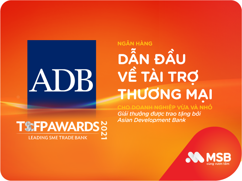 MSB đạt giải thưởng của ADB về tài trợ cho doanh nghiệp vừa và nhỏ