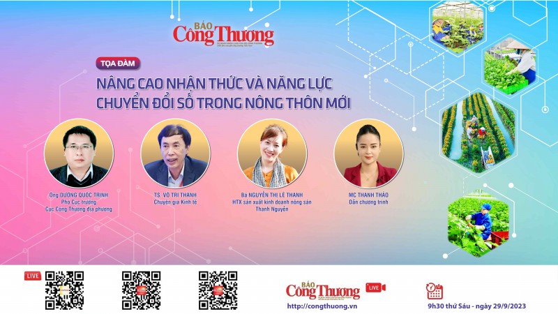 Trực tiếp 29/9: Tọa đàm  "Nâng cao năng lực chuyển đổi số cho cơ sở sản xuất trong nông thôn mới"