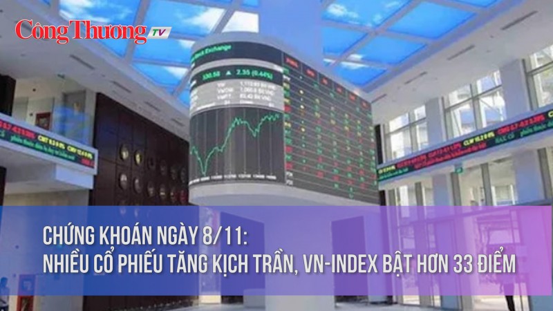 Chứng khoán ngày 8/11: Nhiều cổ phiếu tăng kịch trần, VN-Index bật hơn 33 điểm