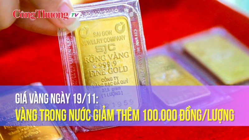 Giá vàng ngày 19/11: Vàng trong nước giảm thêm 100.000 đồng/lượng