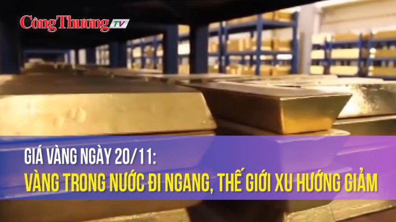 Giá vàng ngày 20/11: Vàng trong nước đi ngang, thế giới xu hướng giảm