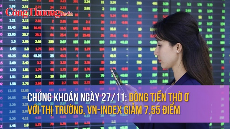 Chứng khoán ngày 27/11: Dòng tiền thờ ơ với thị trường, VN-Index giảm 7,55 điểm