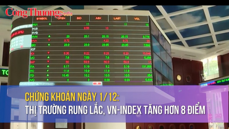 Chứng khoán ngày 1/12: Thị trường rung lắc, VN-Index tăng hơn 8 điểm