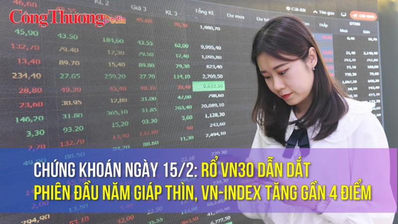 Chứng khoán ngày 15/2: Rổ VN30 dẫn dắt phiên đầu năm Giáp Thìn, VN-Index tăng gần 4 điểm
