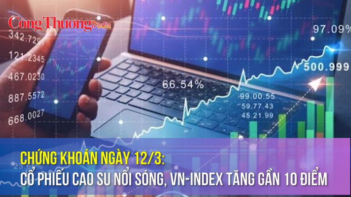 Chứng khoán ngày 12/3: Cổ phiếu cao su nổi sóng, VN-Index tăng gần 10 điểm