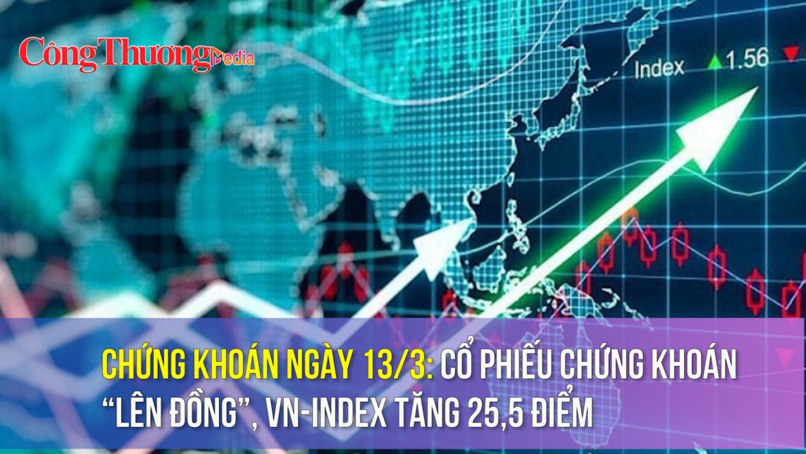 Chứng khoán ngày 13/3: Cổ phiếu chứng khoán “lên đồng”, VN-Index tăng 25,5 điểm