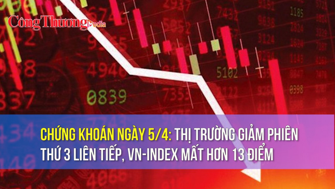 Chứng khoán ngày 5/4: Thị trường giảm phiên thứ 3 liên tiếp, VN-Index mất hơn 13 điểm