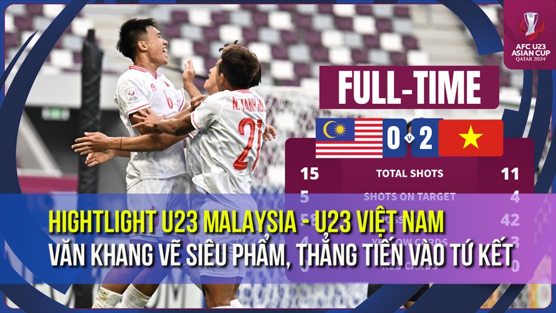 Hightlight U23 Malaysia - U23 Việt Nam: Văn Khang vẽ siêu phẩm, rộng cửa vào tứ kết