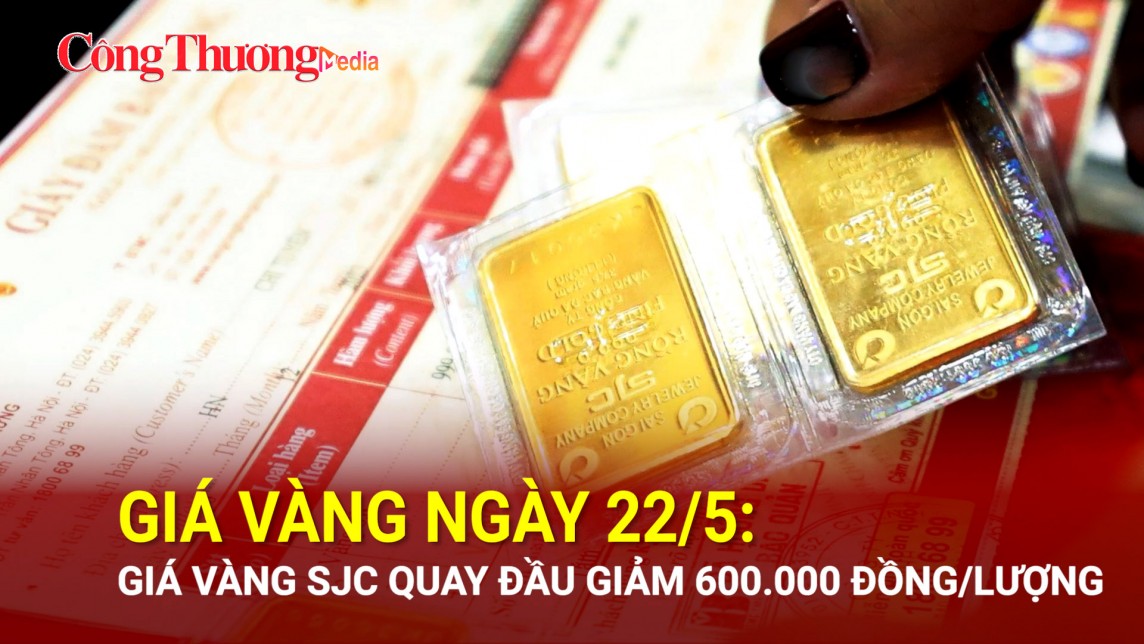 Giá vàng ngày 22/5: Giá vàng SJC quay đầu giảm 600.000 đồng/lượng