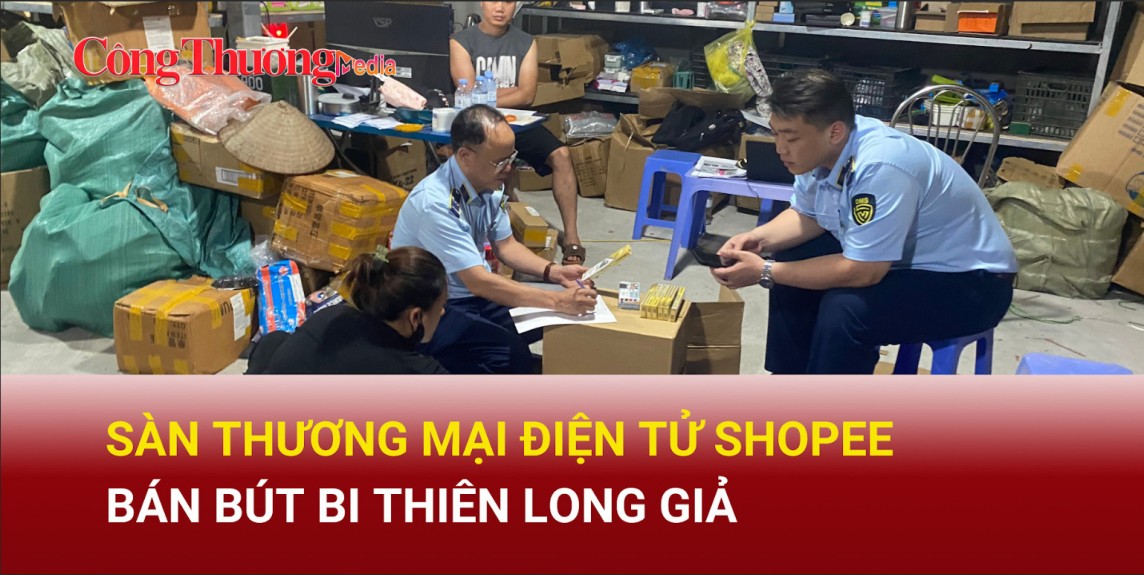 Sàn thương mại điện tử Shopee bán bút bi Thiên Long giả