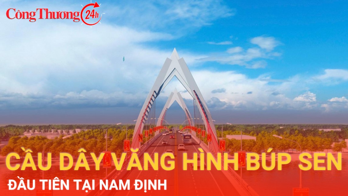 Chiêm ngưỡng hình ảnh cầu dây văng hình búp sen đầu tiên tại Nam Định