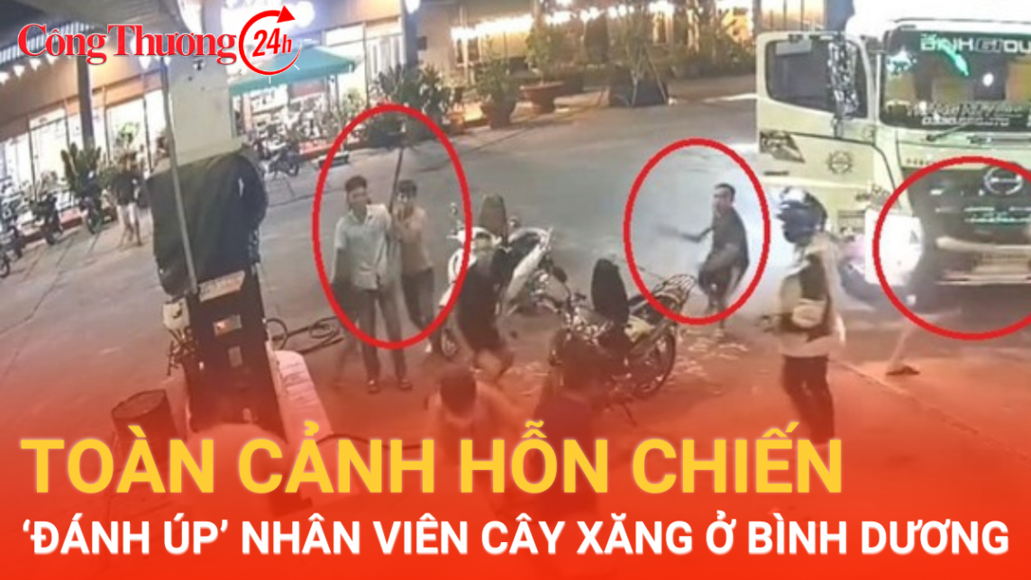 Nhóm người mang hung khí 'đánh úp' nhân viên cây xăng ở Bình Dương