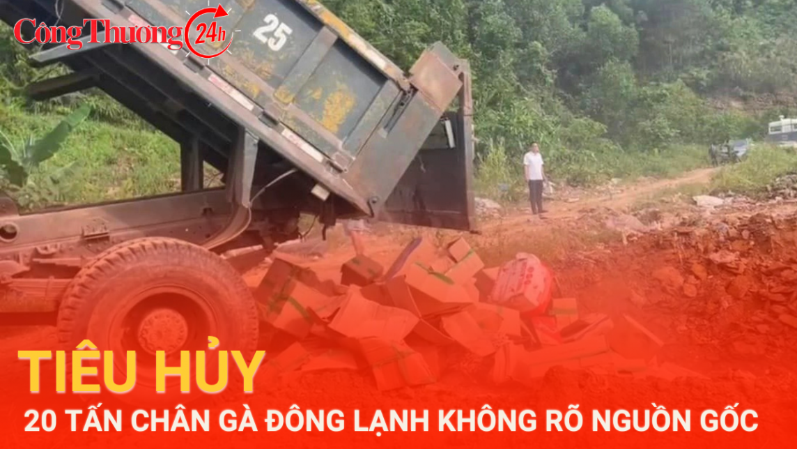 Phú Thọ: Tiêu hủy gần 20 tấn chân gà đông lạnh không rõ nguồn gốc