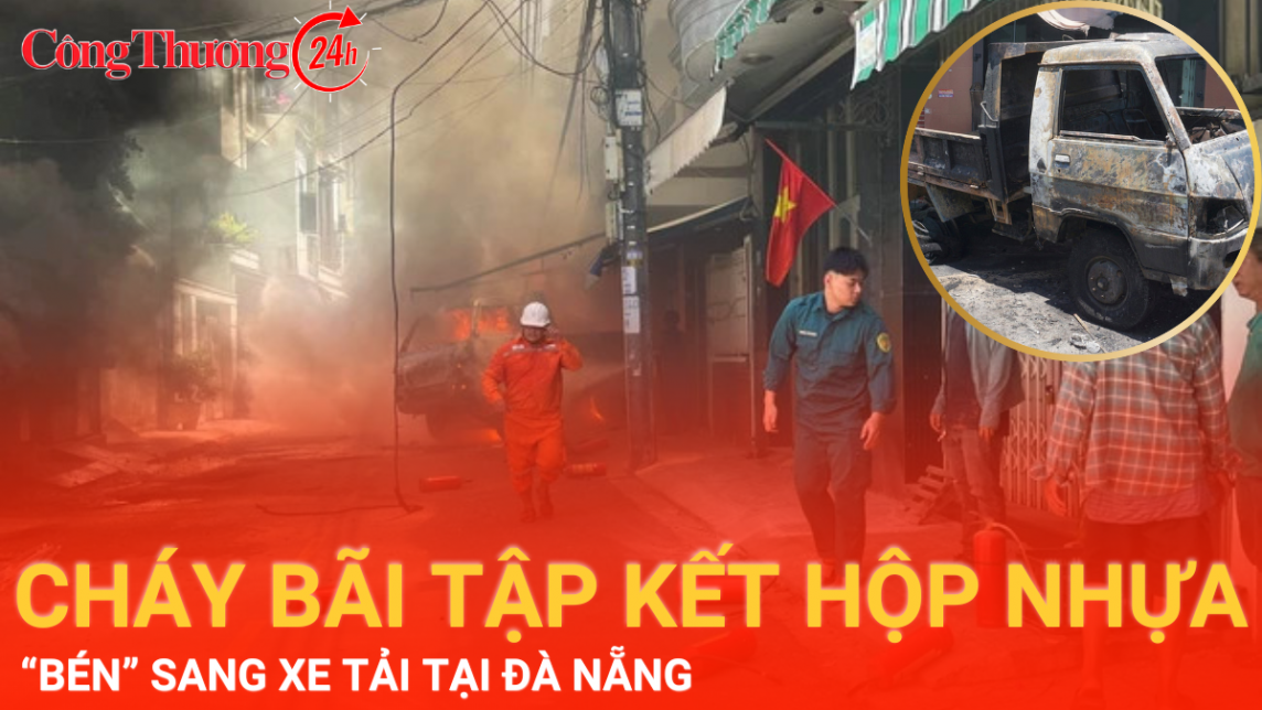 Cháy bãi tập kết hộp nhựa "bén" sang xe tải tại Đà Nẵng