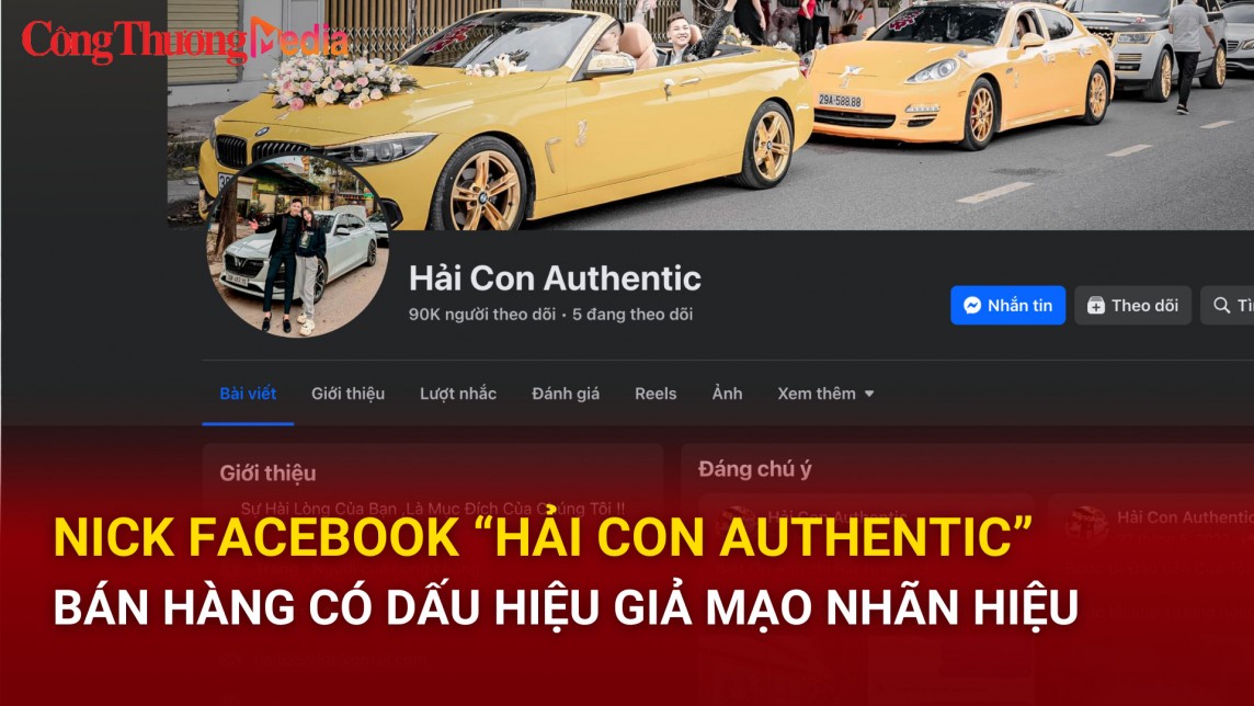 Nick facebook “Hải Con Authentic” bán hàng có dấu hiệu giả mạo nhãn hiệu?