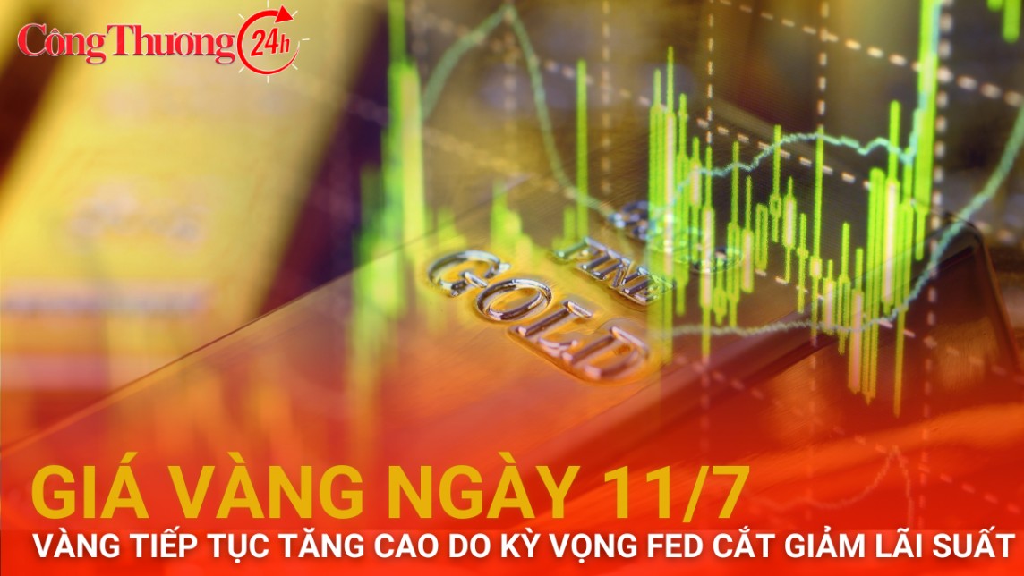 Giá vàng hôm nay 11/7/2024: Vàng tiếp tục tăng cao do kỳ vọng FED cắt giảm lãi suất