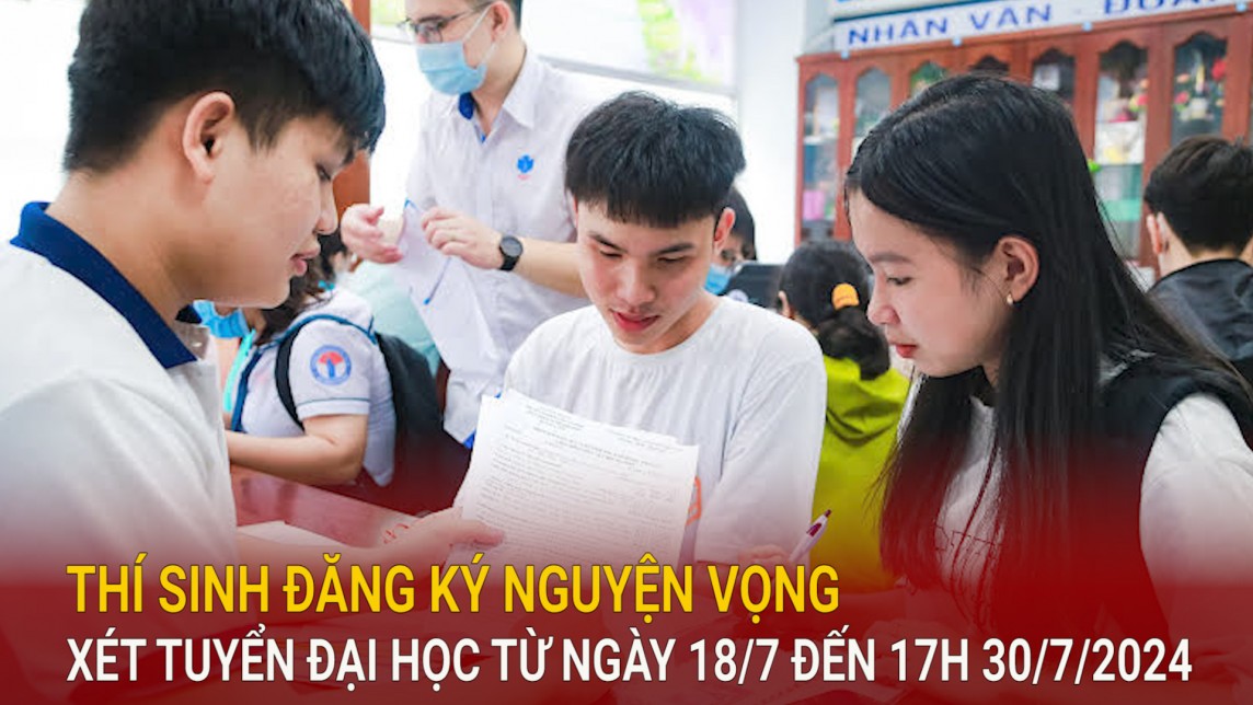 Thí sinh đăng ký nguyện vọng xét tuyển đại học từ ngày 18/7 đến 17h 30/7/2024