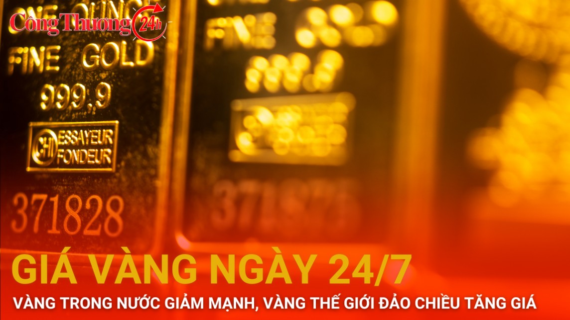 Giá vàng hôm nay 24/7/2024: Vàng trong nước giảm mạnh, thế giới đảo chiều tăng