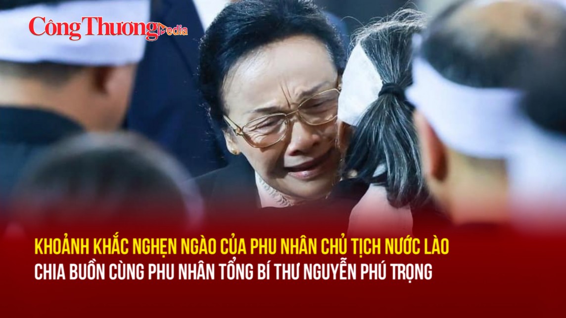 Khoảnh khắc nghẹn ngào của Phu nhân Chủ tịch nước Lào chia buồn cùng Phu nhân TBT Nguyễn Phú Trọng