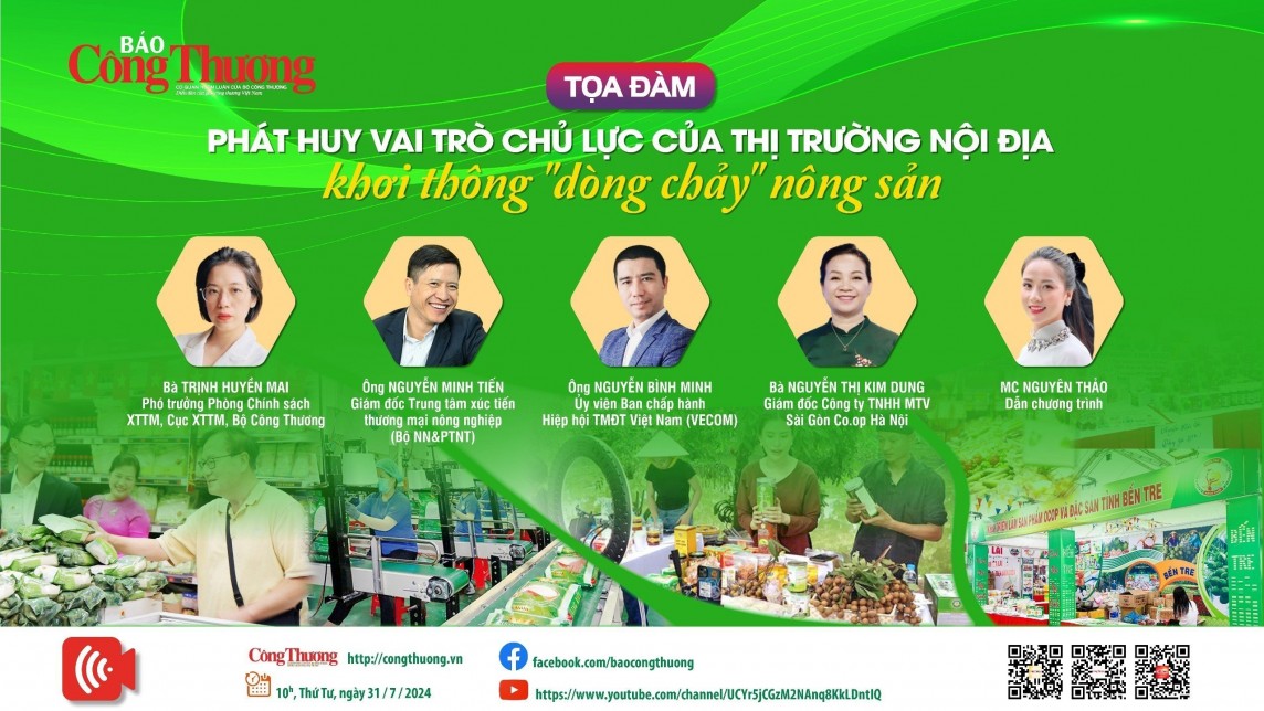 TRỰC TUYẾN: Tọa đàm 'Phát huy vai trò chủ lực của thị trường nội địa, khơi thông dòng chảy nông sản'