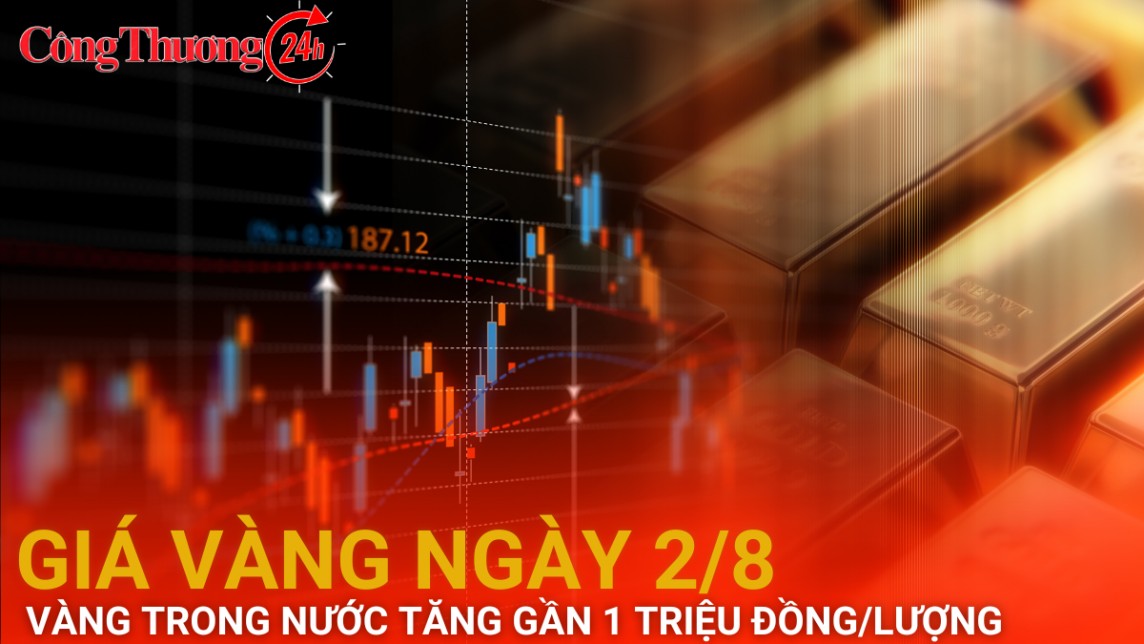 Giá vàng hôm nay 2/8/2024: Vàng trong nước tăng gần 1 triệu đồng/lượng