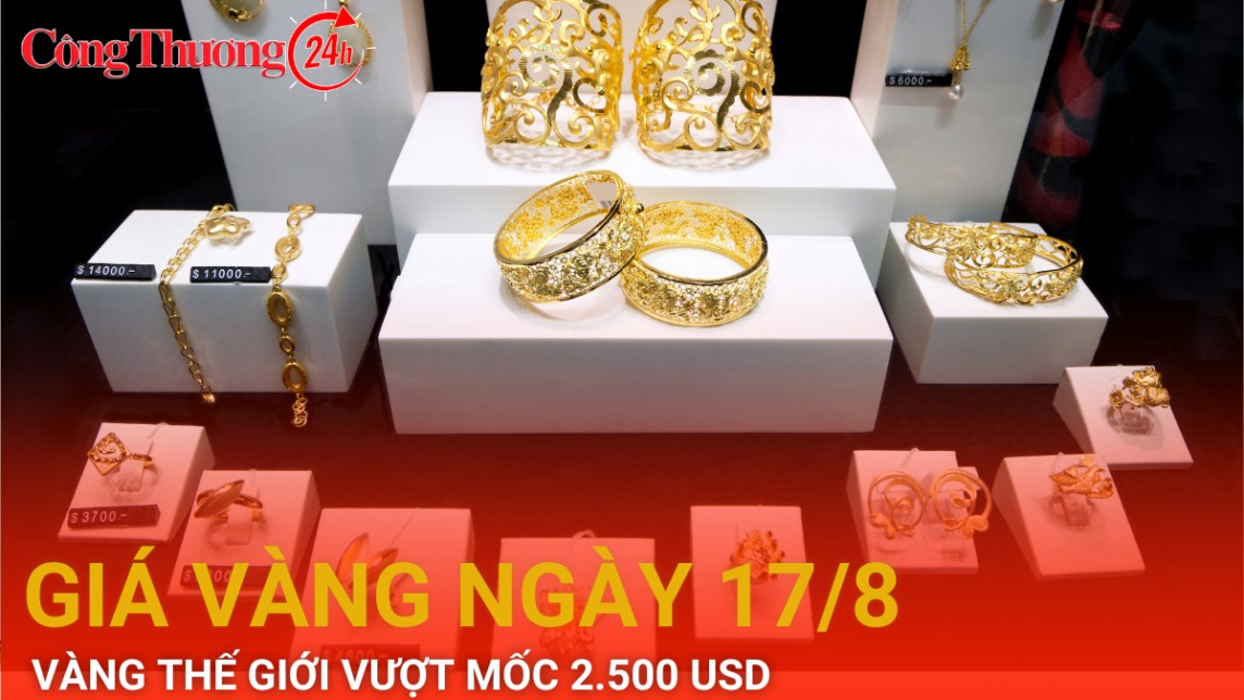 Giá vàng hôm nay 17/8/2024: Giá vàng tăng vọt, vượt qua mức 2.500 USD