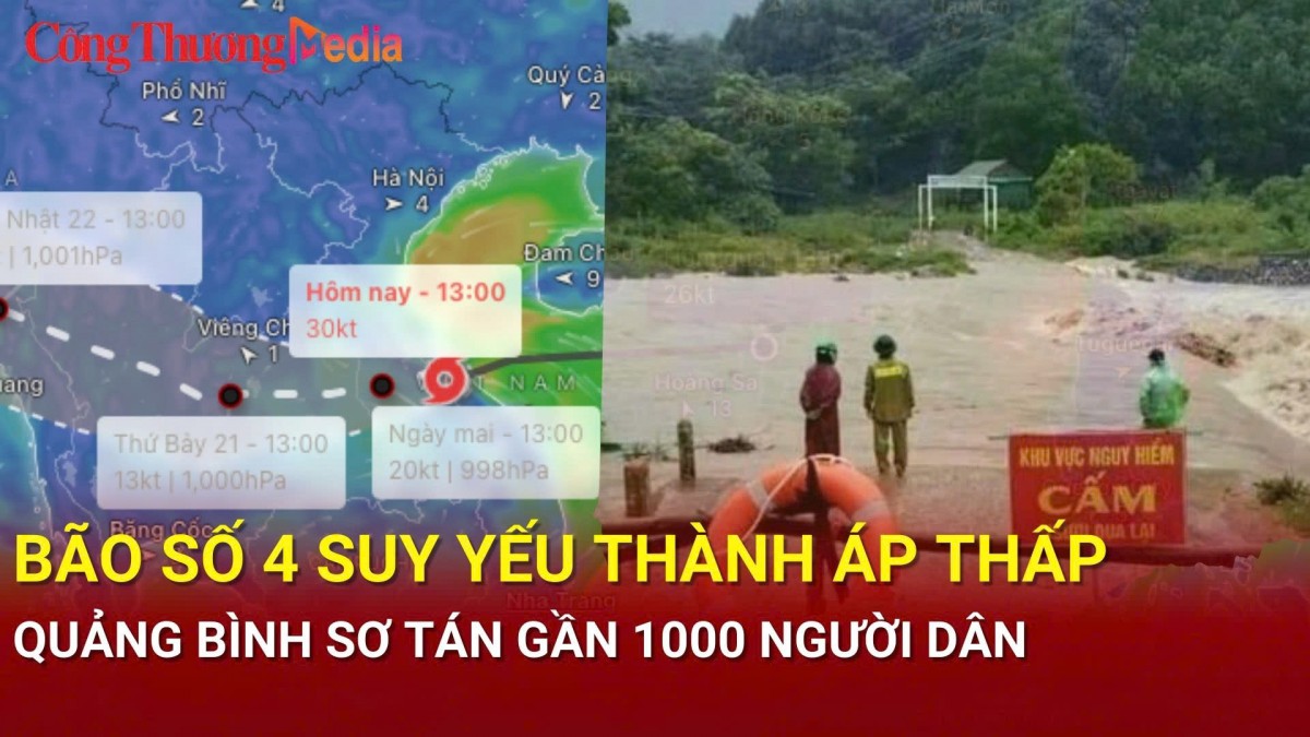 Tin bão khẩn cấp ngày 19/9: Bão số 4 suy yếu thành áp thấp, Quảng Bình sơ tán gần 1000 người dân