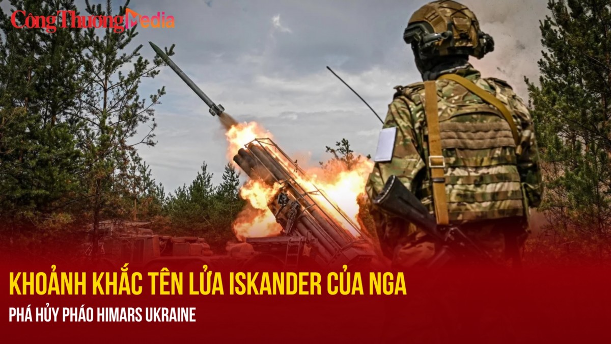 Khoảnh khắc tên lửa Iskander của Nga phá hủy pháo HIMARS Ukraine