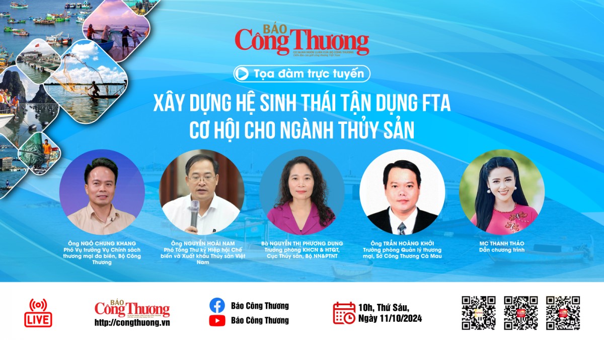 LIVE: Tọa đàm 'Xây dựng hệ sinh thái tận dụng FTA - Cơ hội cho ngành thủy sản'