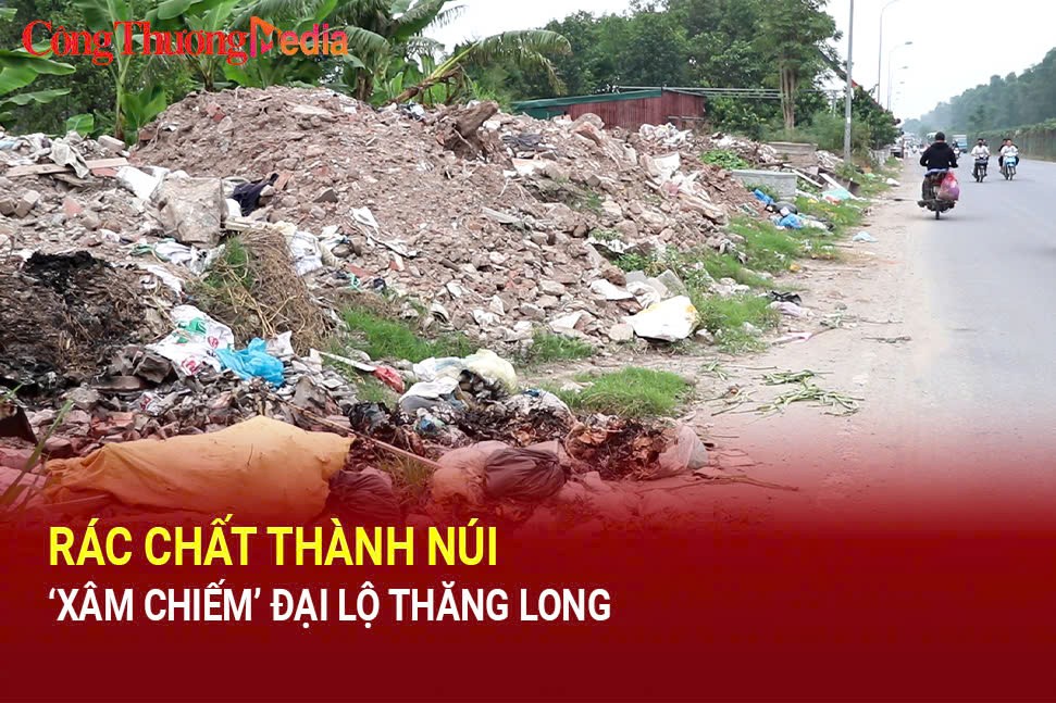 Hà Nội: Rác chất thành núi, ‘xâm chiếm’ đại lộ Thăng Long