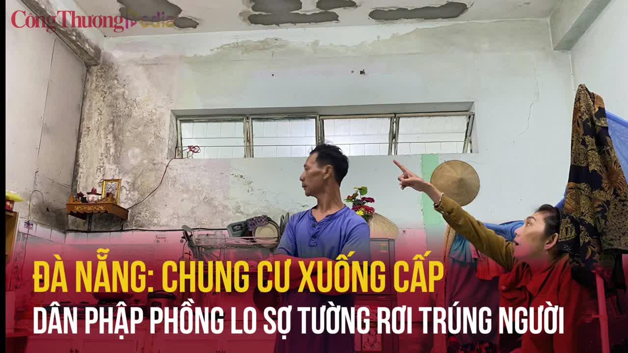 Đà Nẵng: Dân phập phồng lo sợ tường rơi trúng người từ chung cư xuống cấp