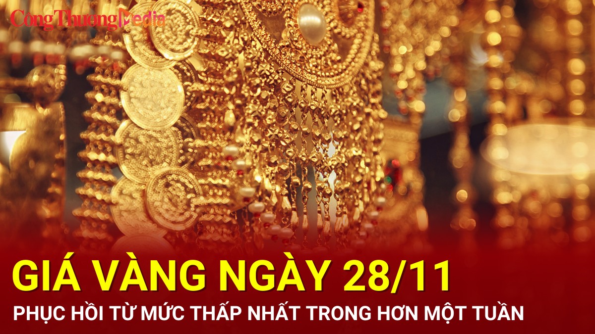 Giá vàng hôm nay 28/11/2024: Phục hồi từ mức thấp nhất trong hơn 1 tuần