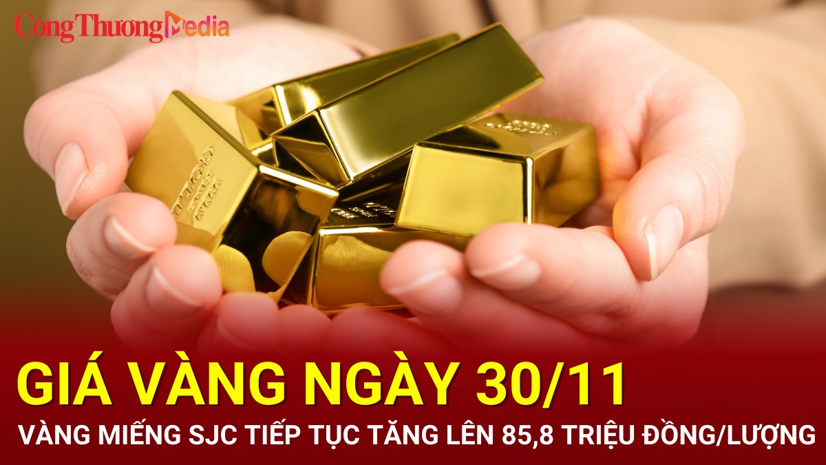 Giá vàng hôm nay 30/11/2024: Vàng SJC tăng lên mức 85,8 triệu đồng/lượng